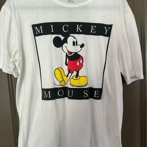 Disney White Tee with Mickey Mouse in Red and Yellow